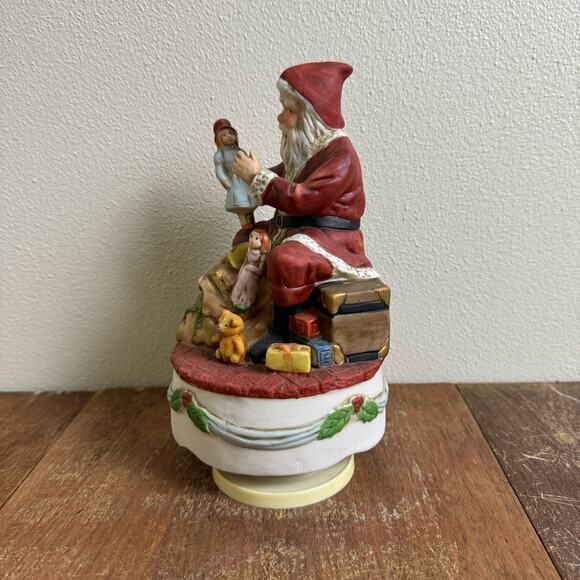 Vintage Santa Claus with Toys Musical Porcelain Bisque Hand Painted Silent Night - Picture 2 of 7